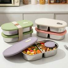 Portable 304 Stainless Steel Lunch Box,Leak Proof Fruit Salad Food Storage Container, Stackable Bento Box, Dishwasher & Microwave Allowable, Suitable For Student And Adult Use In Home, School,Office, Outdoor Camping, Picnic,Travel, Back To Schoo - Multicolor - View 2