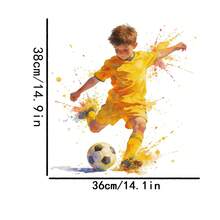 Removable Watercolor Football Player & Ink Splash Wall Sticker, Sports Style Home Decor - C - View 3
