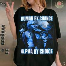 Unisex T-Shirt In Thick Cotton, Ateezs Mingi Alpha Wolf Meme_ Atiny 2026 Concert Tour Merchandise And Gifts - Black - View 6