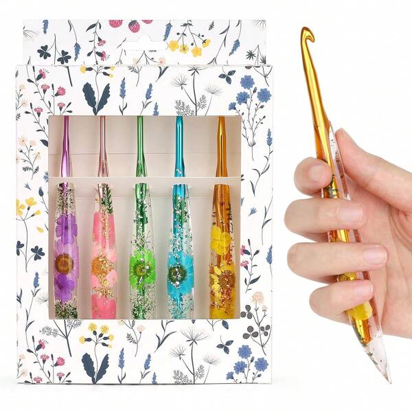 Aeelike Crochet Hooks Set, 3.0mm-6.0mm Ergonomic Crochet Hooks With Long Floral Handle-Shinny And Unique Crfats Blnaket Sweaters, & Beautiful Gifts Mothers Crocheting Lovers