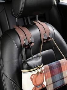 Car Seat Back Storage Hook, Car Organizer Rack, PU Leather Hidden Headrest Hook, Suitable For Car Back Seat, Multi-Functional Durable Car Interior Storage Rack - Car Seat Back Hooks - View 5