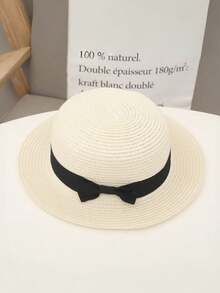 2pcs Kids Sun Hat, Girls Summer Straw Hat With Coin Purse, Baby Large Brim Sunhat, Bucket Hat - 1PC - View 4