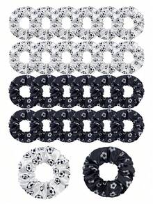 4/1pc Cute Football Cartoon Printed Silk Scrunchie, Gentle No Hair Damage, Fashion Daily Hair Tie, Perfect For Daily Wear, Outdoor Travel, Sports Events & General Festivals, Practical Hair Accessories, Hair - Multicolor - View 8