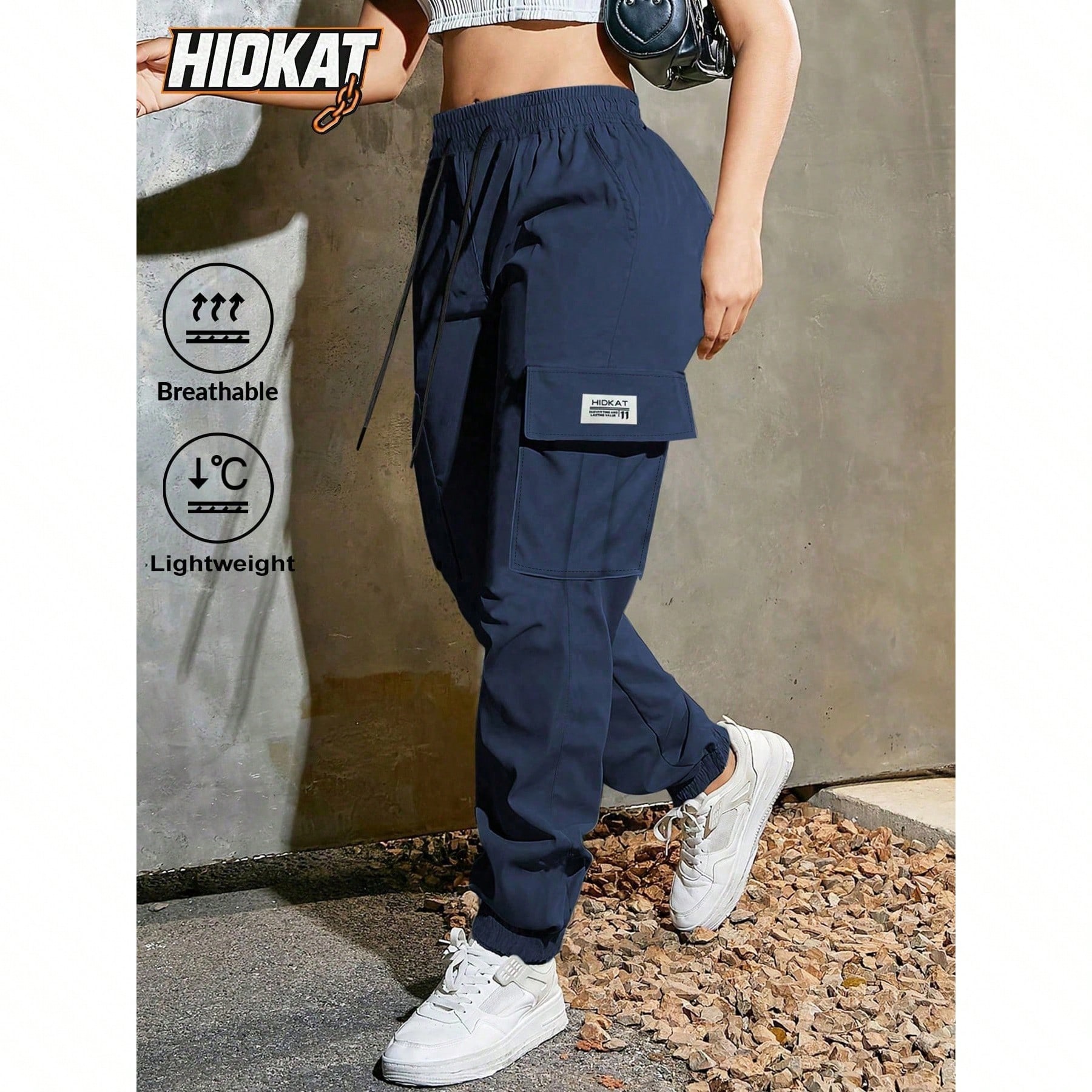Pantalones jogger de mujer de unicolor, livianos y transpirables, con cordón en la cintura y bolsillos grandes, adecuados para uso diario y deportes
