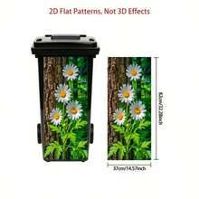 1pc Daisy Blooming Near Tree Themed Trash Can Sticker, Self-Adhesive Wall Decal For Kitchen Garbage Can, Wall, Home Decor (Suitable For Trash Can, Wall, Home Decor), 37 X 82 Cm - A - View 4