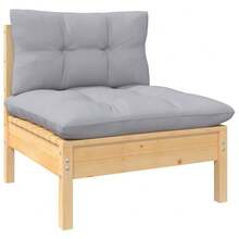 8-tlg. Garten-Lounge-Set mit Grauen Kissen Kiefer Massivholz - C - Übersicht 2
