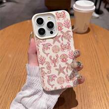 1pc TPU Material Pink Ocean Floral Pattern Phone Case Compatible With IPhone 17 Pro Max/17/16 Pro Max/15/13/12/11, S20 FE/A15/S24/A55, Note 11/Note 12/Note 13 Pro, Full Coverage Anti-Drop Soft Protective Phone Cover - White - View 4