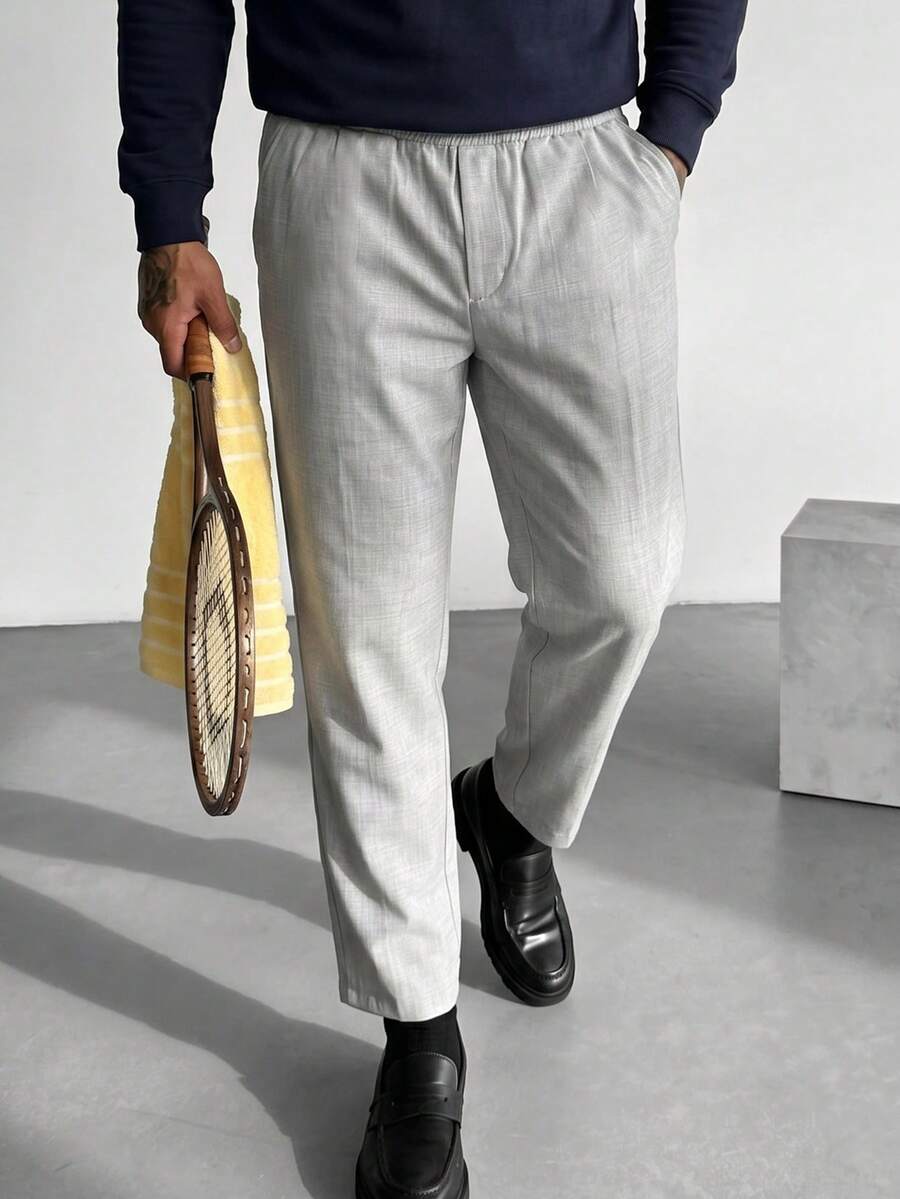glestore Men's Retro "Old Money" Style Loose Fit Pants: Minimalist Fashion, Suitable For All Seasons, Perfect For Everyday Wear - Flint Stone - View 1