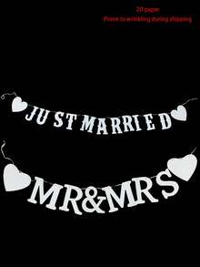 2/1pc Băng rôn tiệc độc thân cô dâu Just Married,Mr & Mrs,Băng rôn đám cưới, Cờ treo trang trí bằng giấy cứng, Phụ kiện tiệc lãng mạn cho tiệc độc thân cô dâu kỷ niệm,Tiệc đính hôn Dây treo đám cưới Biển đón khách Quà tặng phù dâu - A - Xem 4