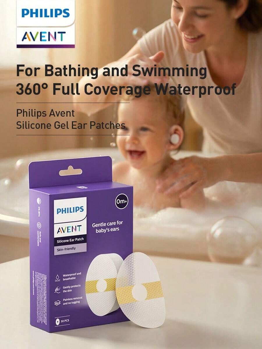 Philips Avent 30 Pieces Of Children's Waterproof Ear Stickers,Disposable Baby Shower Ear Protection,Newborn Earplugs,Silicone Gel Ear Muffs,Does Not Leave Glue,Not Easy To Allergies,For Swimming,Bathing - Multicolor - View 1