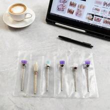 3个透明6格美甲钻头收纳袋，便携式PVC材质，适用于2.35mm轴径美甲工具 - 彩色 - 查看 3