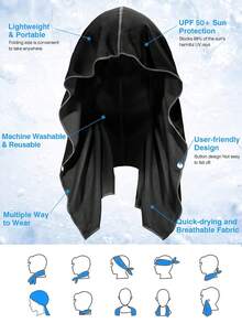 2 Buah Handuk Hoodie Pendingin Penyerap Cepat Kering untuk Leher dan Wajah, Handuk Pendingin, Syal Pelindung UV untuk Berkemah, Bersepeda, Lari, Cuaca Panas - MultiWarna - View 4