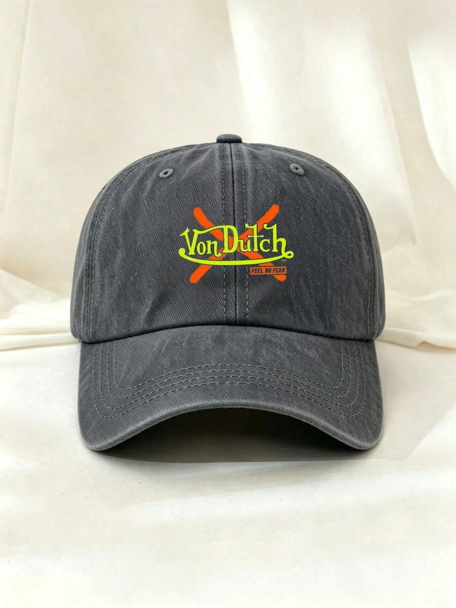 Winged Eye V-On D-Utch Logo Red 1pc Womens Printed Adjustable Baseball Cap Outdoor Sun Protection Casual Hat Suitable For Spring Autumn Travel Beach Vacation Also Suitable For Young Men - Dark Grey - View 1