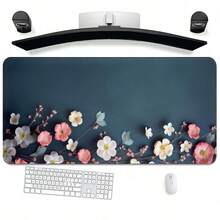 1pc Oversized Floral Embossed Texture Gaming Mouse Pad, Aesthetic Desk Decor, Gaming Mouse Pad -- XXL Cloth Material -- Ultimate Tracking Precision And Stability -- Esports Specialized Mouse Pad -- Anti-Slip And Stable -- Covers Entire Desk -- PC Accessories -- Laptop Mouse Pad | Student Supplies | Esports Gear | Office Accessories - Floating Flowers - View 1