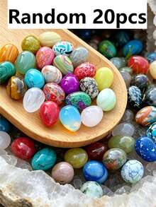 5/10/15/20/30/50/100pcs Natural Polished Gemstone Eggs, Large Polished Mineral Stone Eggs, Palm Chakra Eggs For Anxiety Relief, Chakra Balancing, Easter Decoration, Holiday Gift, Random Color - Natural Mineral Eggs - View 16