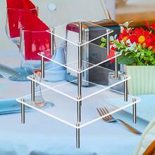 OUTANA 1pc Acrylic Storage Display Rack, Minimalist Tiered Design, Drill-Free/Drill-In Customizable Combination, Suitable For Birthday Parties, Weddings, Banquets, Afternoon Tea, Holiday Celebrations, Business Events, Home Storage, Desktop Display (Jewelry, Aromatherapy, Figurines), Multi-Purpose Shelf Combining Practicality And Aesthetics - Multiple Styles - View 2