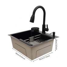 YUNRUX Fregadero de cocina, fregadero de cocina con grifo extraíble, fregadero de cocina multifuncional - Plateado - Ver 2
