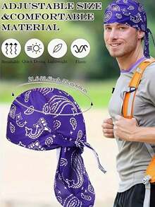 1pc Paisley Pattern Tie-Dye Bandana, Motorcycle Riding Cooling Liner, Unisex Outdoor Sports Breathable Quick-Dry Elastic Headwear, Windproof Face Mask - Multicolor - View 1