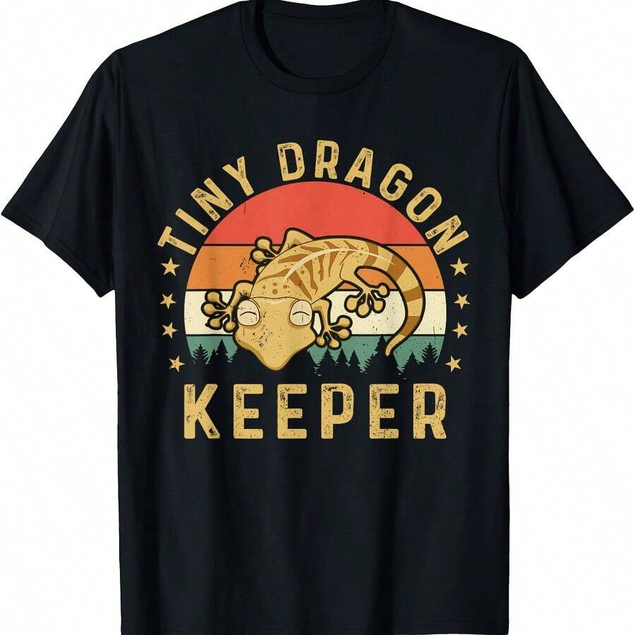 Tiny Dragon Keeper Leopard Gecko Lover Lizard Reptile T-Shirt - Black - View 1