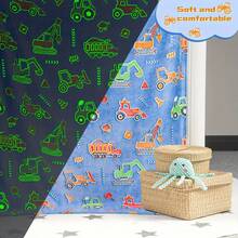 1pc Cartoon Construction Vehicle Design Glow-In-The-Dark Blanket - Soft Plush Blanket That Glows At Night - Suitable For Napping, Sofa, Camping - Convenient Foldable & Portable Throw Blanket - Multicolor - View 2