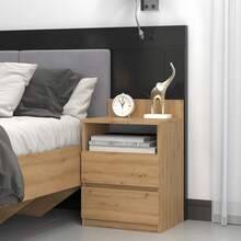Multi-Functional All-In-One Nightstand With Backrest, Open Storage Compartment + 2 Drawers, 4 Colors Available, Space-Saving Bedside Cabinet For Small Spaces, Universal Use For Bedroom/Apartment/Dorm, Silent Slides Large-Capacity Bedside Storage Unit - Multicolor - View 4