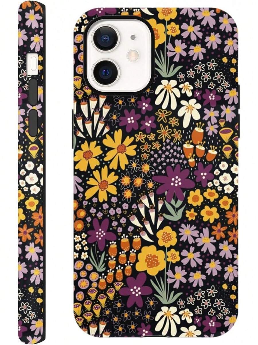 iPhone15 Handyhülle, ,, Sommer-Blumenmuster-Design, geeignet für Mädchen, Schutzhülle, doppelschichtige stoßfeste weiche Silikon-TPU-Hülle, 04 - Weiß 1 - Übersicht 1