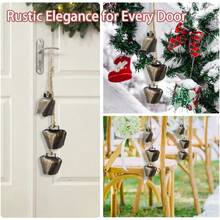 Decorative Metal Cowbells Wall Hanging - Rustic Farmhouse Door Chime Holiday, Wedding, Or Everyday Home Accent - 1PC - View 6