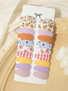20pcs Muted Floral Fabric Hair Clips, Fresh Style Side Bangs Clips, Suitable For Spring/Summer Daily Wear Or Performance Matching - Mixed color - View 1