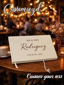 Customized Linen Wedding Guest Book, Personalized Linen Hardcover Photo Album, Photo Guest Book, Wedding Keepsake & Anniversary Commemorative Album, Perfect Gift - Multicolor - View 6