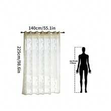 Cortina transparente para exterior com estampa de folhas de outono (1 peça), com design de argolas na parte superior, ideal para gazebo, pátio e varanda. - Branco - Ver 19