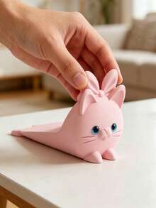 3D Printed Cute Pink Cat Door Stopper, Creative Rabbit Ear Cat Design, Non-Slip And Wear-Resistant, Prevents Hands From Being Pinched And Doors From Slamming, Suitable For Home And Office Environments, Ideal For Daily Use, Easter, Mother's Day And Other Holidays - Multicolor - View 4