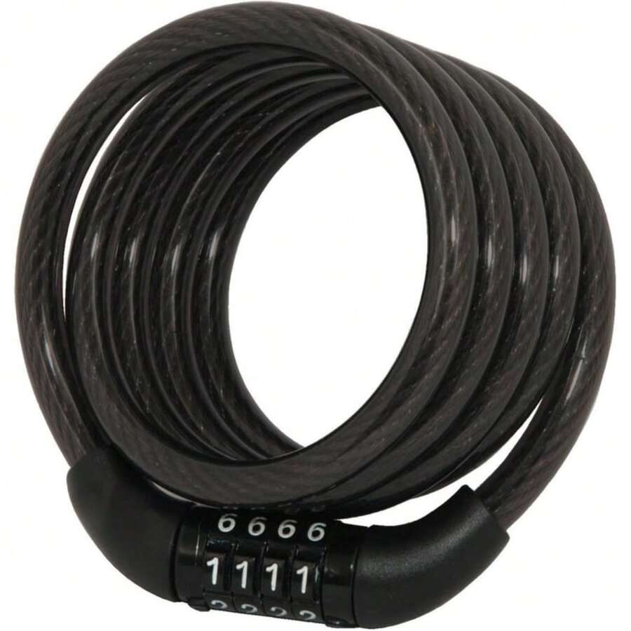 FCV 1Pack Lock Bike Lock Cable With Combination 4ft Black Bicycle Lock With Vinyl Coating - Black - View 1