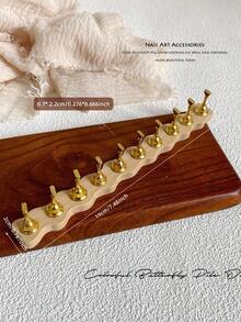 3D Long Rectangular Right-Angle Wavy Wood-Like Acrylic Resin Base With Aurora White Alloy Gold White K Nail Holder Practice Stand Set, Korean-Style Floral Laser DIY For Home, Outings, Women, Mom, Sister, Wife, Girlfriend, Wedding, Nail Salon, Beauty Parlor, Valentine's Day - Multicolor - View 18