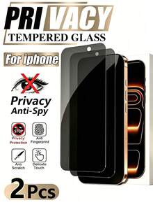 MIGAE 2片裝 17 Pro Max 防窺螢幕保護貼，防刮鋼化玻璃，全螢幕覆蓋，相容 iPhone 17/16/15/14/13/12/11 Pro Max/XR/X/XS Max Plus，防指紋螢幕保護貼，手機配件，適用於手機殼 - 黑色 - 查看 21