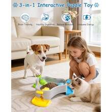 Dog Puzzle Toy, 3-In-1 Interactive Dog Puzzle Toys Press-Type Dog Treat Dispenser Toy Dog Enrichment Toy No-Slip Slow Feeder Interactive Brain Training Toys For Smart Dog Cats, 3 Colors - 3 màu Xám - Xem 3