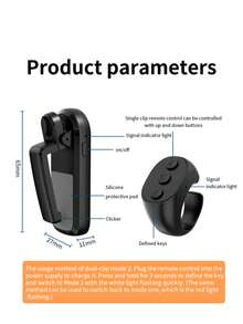 Page Turner Ring Remote Control For IPhone Kindle Android Tablets E-Readers Reading, Clicker Page Turner Remote Control - Black - View 9