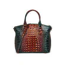 Luxurious Crocodile Pattern Cross-Body Top-Handle Bag - High-End Fashion Handbag For Women's Work And Daily Use - Premium Quality, Stylish Design - 孔雀藍 - 查看 8