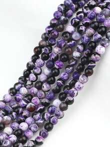 6/8/10mm Purple Coffee Fire Agate Natural Stone Onyx Round Loose Spacer Beads For Making DIY Bracelets Necklaces Friendship Gift Jewelry - Multicolor - View 2