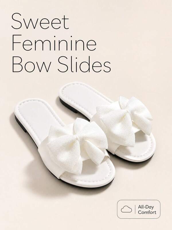 1 Pair Bowknot Beach Polyurethane Bowknot Flat Sandals Beach Summer