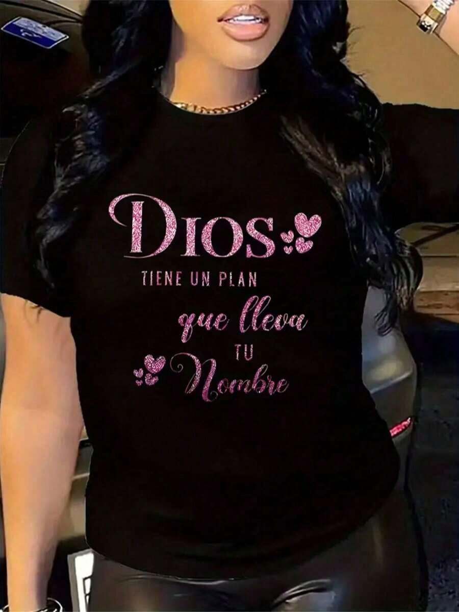 Women's Soft Cotton T-Shirt, Fitted Cut, Round Neck, Versatile Colors. Comfortable, Durable, Ideal For Mixing And Matching And Looking Stylish On Any Casual Occasion. - 黑色 - 查看 1
