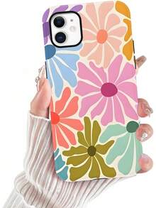 15 Sommer-Handyhülle ,, schönes sommerliches Blumenmuster-Design, Schutzhülle geeignet für Mädchen, doppelschichtige stoßfeste weiche bunte Silikon-TPU-Polsterhülle, 02 - Weiß 3 - Übersicht 8