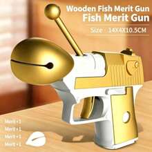 Novelty Rock Paper Scissors Game Toy Gun, Random Gesture Prank Toy For Party & Gatherings - Merit Wooden Fish Gun (Gold) - View 4