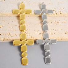 1pc Fashionable Punk Style 304 Stainless Steel Vacuum Electroplated Cross Pendant, Durable Cross Charm Suitable For Bag Decoration, DIY Jewelry Making, Necklace, Bracelet, Earrings - Picture - View 9