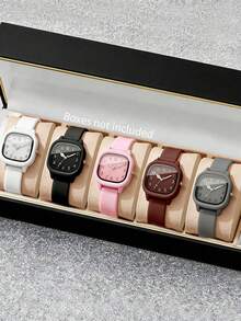 10pcs Men's And Women's Macaron-Style Quartz Watch Set, Featuring A Simple Square Dial Paired With A Silicone Strap, With Clearly Readable Numeric Markers. The Candy-Colored Design Is Fresh And Eye-Catching, Suitable For Students, Daily Wear, And Casual Style In Various Scenarios. - Multicolor - View 13