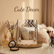 1pc Earring Organizer Holder With 6 Mini Clothes Hangers, Cute Wardrobe Style Earring Display Rack - Shelf - View 6