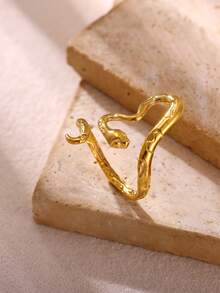 Anillos de serpiente de acero inoxidable para mujeres y hombres, color dorado, anillo de dedo ajustable, joyería vintage gótica y estética - Amarillo Oro - Ver 1