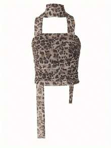 Women's Short Tube Top With Tassels And Leopard Print - 豹 - 查看 4