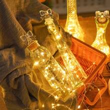12 piezas Luces de hadas de cadena mini alimentadas por batería de 2m 20LED, 3 modos de parpadeo, luces LED suaves y flexibles de luciérnaga para decoración interior y exterior, boda, Navidad, fiesta, camping, mesa, frasco de vidrio, jarrón, iluminación de ambiente festivo para el hogar - Guirnaldas de luces con botones - Ver 9