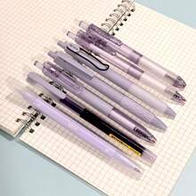 7pcs/Set ST Retractable Ballpoint Pens, Assorted Colors, Quick-Drying Ink, Suitable For Students And Office Use - Lilac Purple - View 5