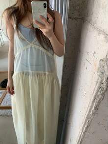 Women Long Dresses - Apricot - View 4